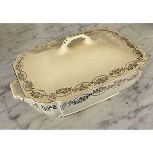 Vintage Antique Edwin M Knowles China Rectangle Serving Dish Platter 22 Kt Gold